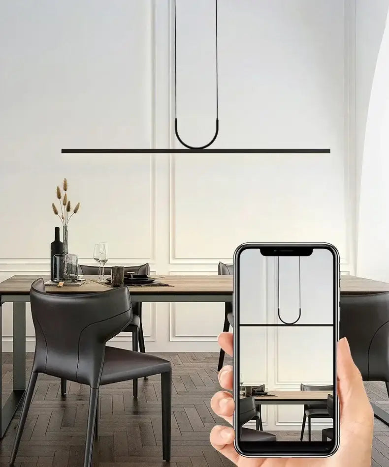 Nordic minimalist black metal led chandelier dining room pendant light