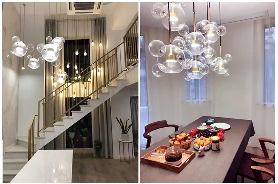 Modern nordic decor bubble ball led chandelier for dining room