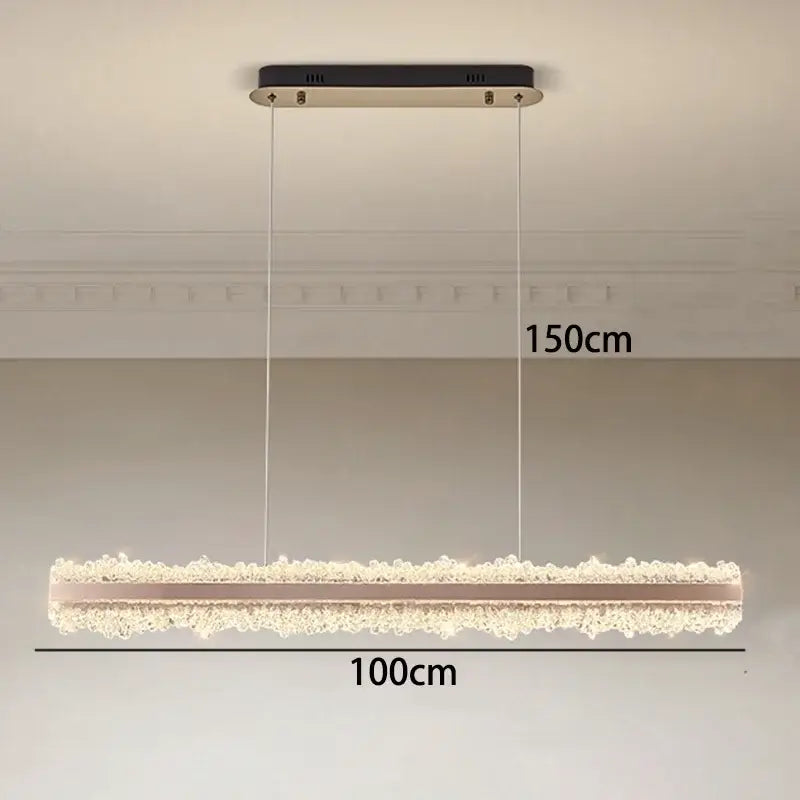 Modern rectangular copper decorbites led chandelier living room light