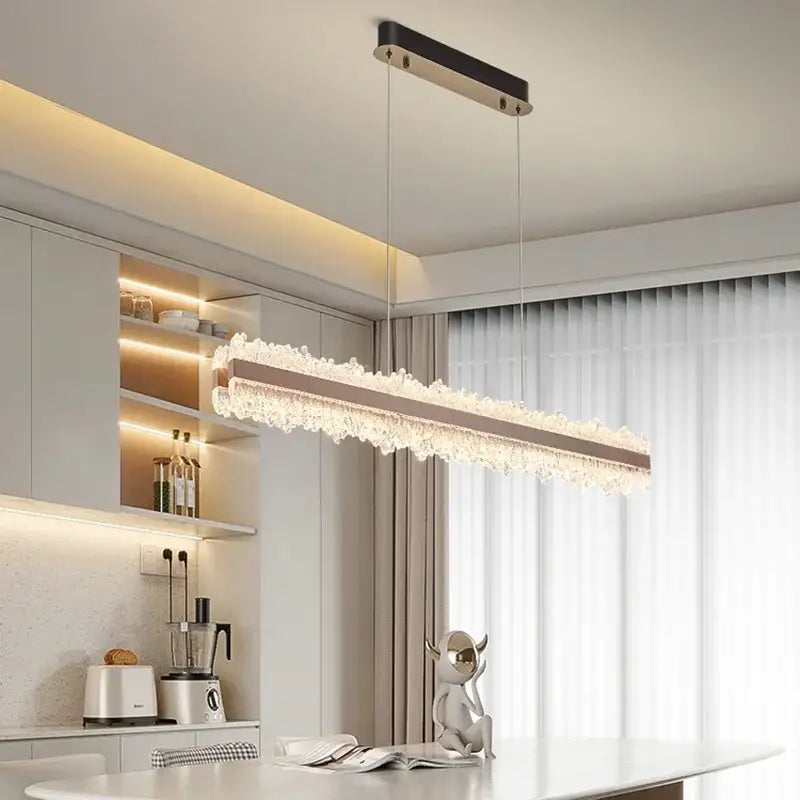 Modern rectangular copper decorbites led chandelier living room light