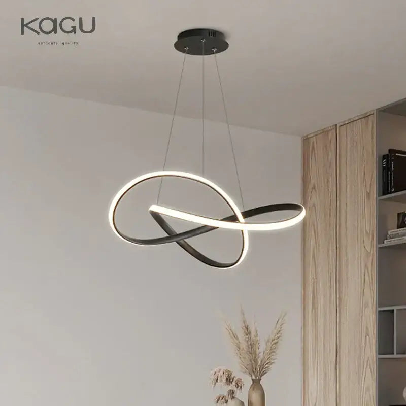 Modern black & white infinity led chandelier light dining room pendant