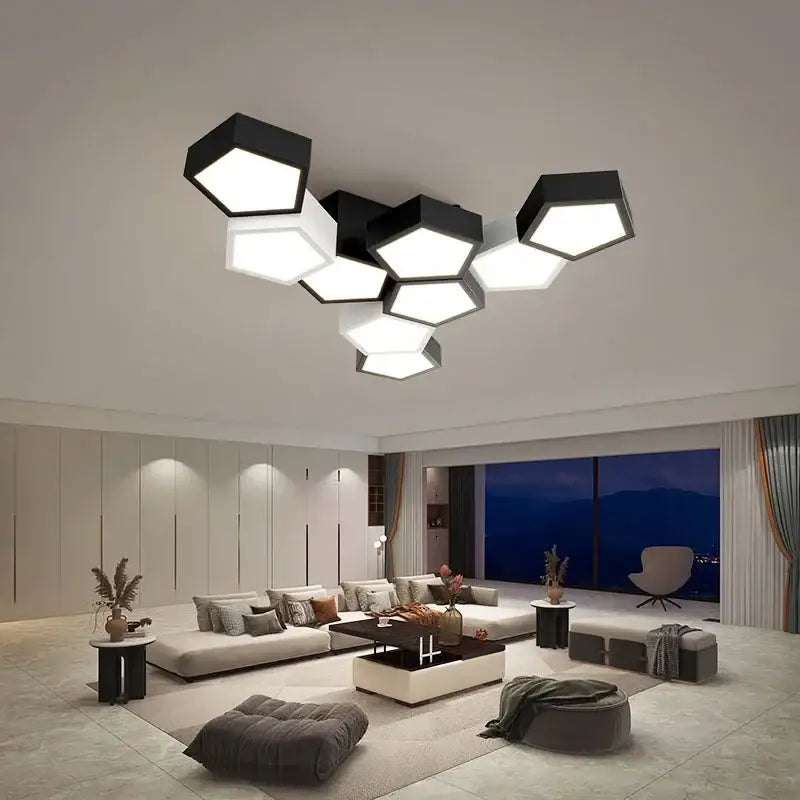 Modern white geometric decorbites led chandelier for living room