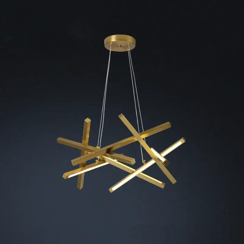 Modern gold rectangular led chandelier lighting – living room