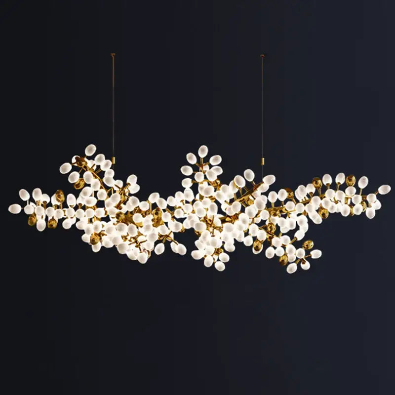 Gold frosted glass blossom decorbites led chandelier dining room
