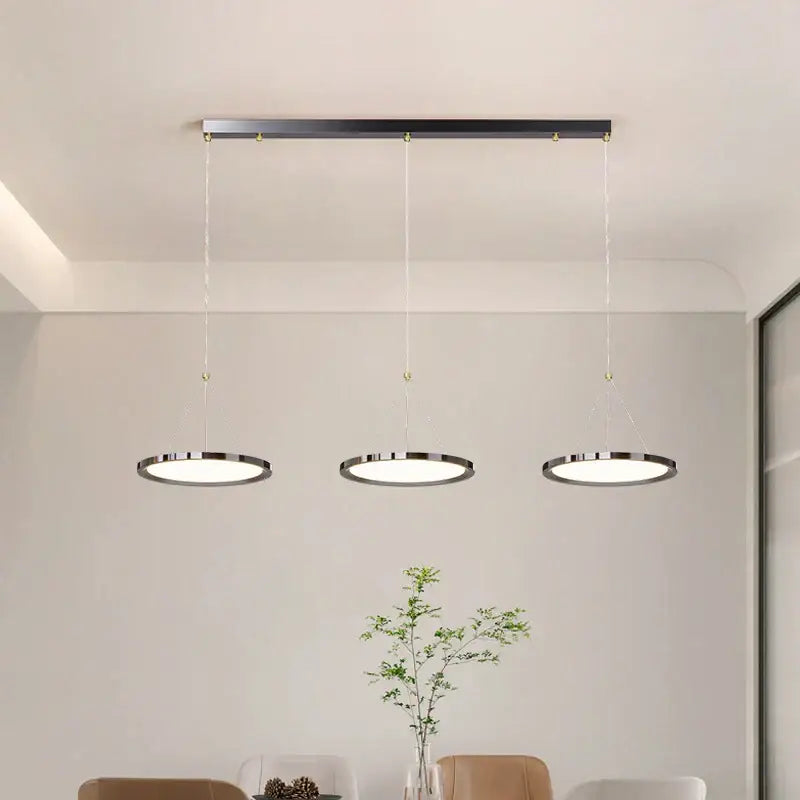 Modern chrome three circle led chandelier living room light