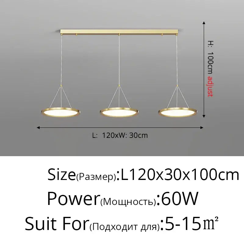 Modern chrome three circle led chandelier living room light