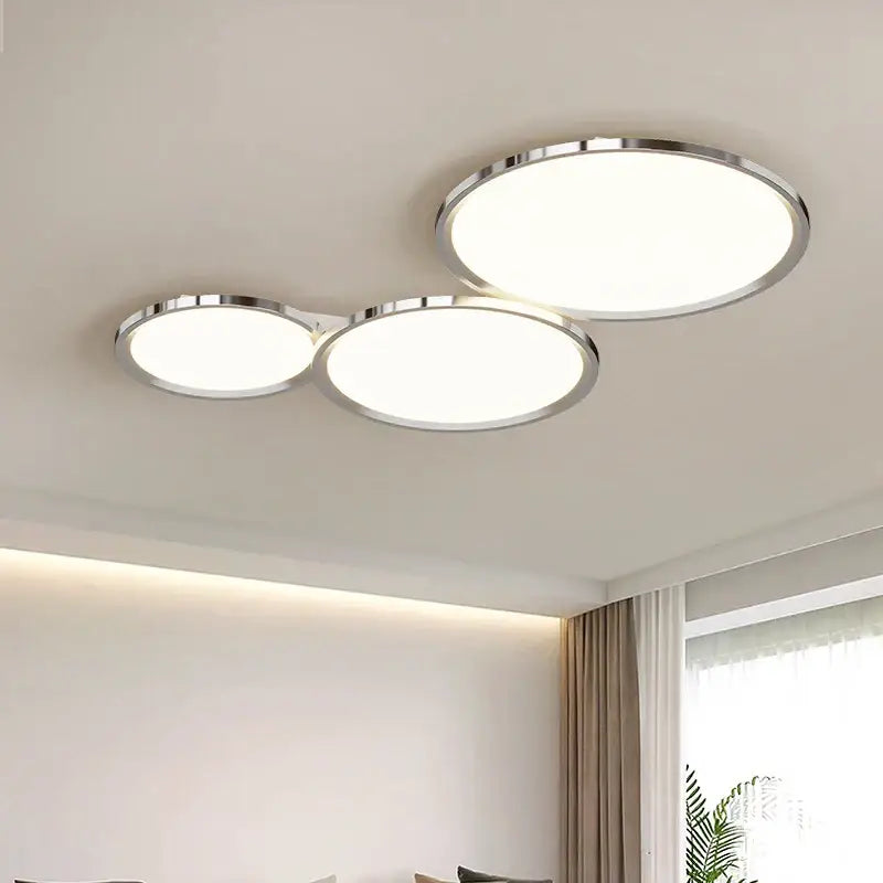 Modern chrome three circle led chandelier living room light