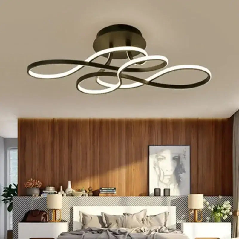Modern black & white infinity loop led ceiling lamp for living room