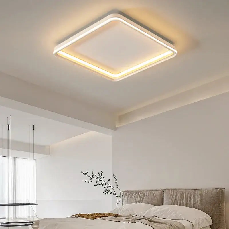 Modern minimalist white rectangular decorbites led chandelier bedroom