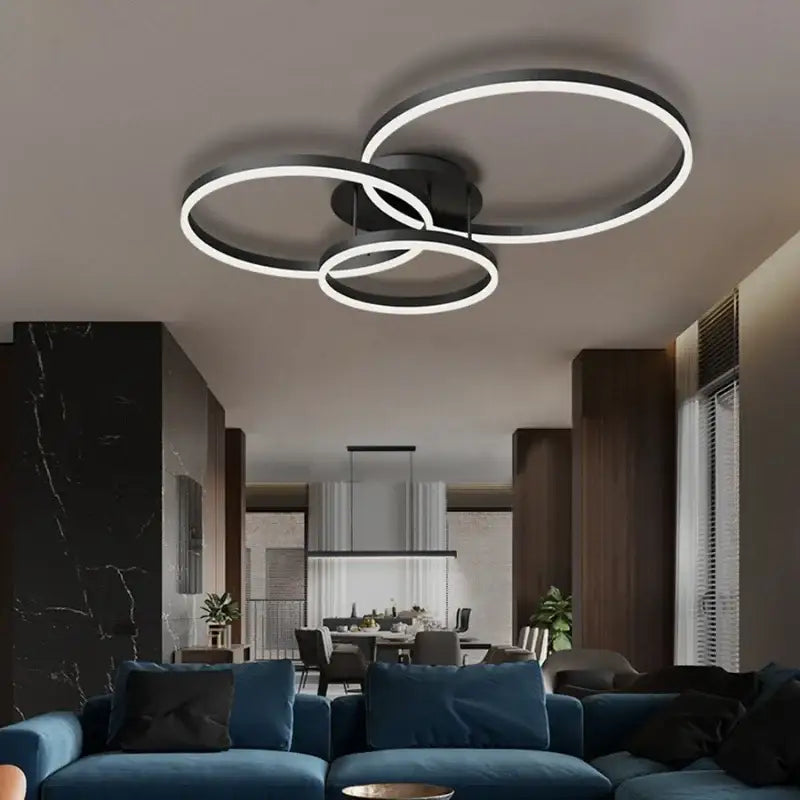 Modern black decorbites led chandelier bedroom circular ring light