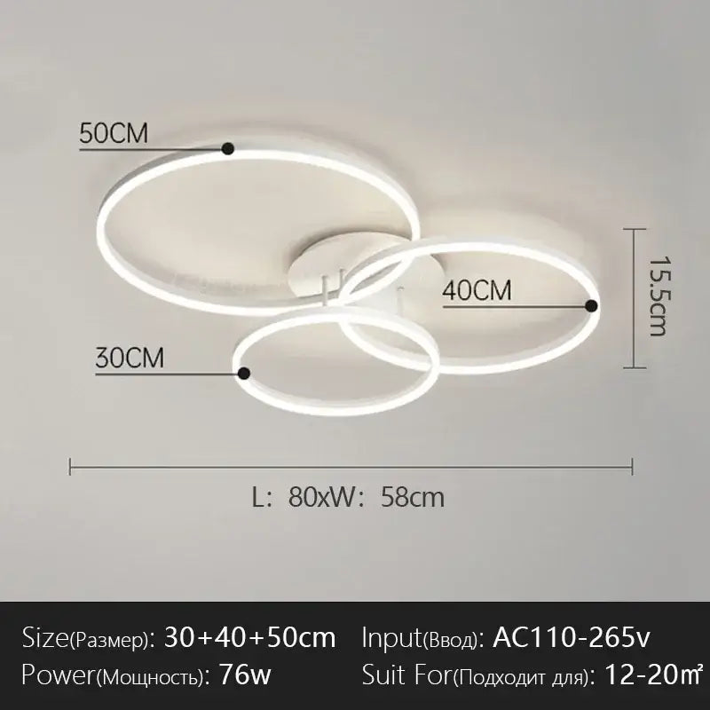 Modern black decorbites led chandelier bedroom circular ring light