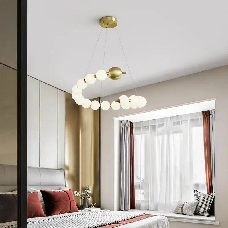 Modern gold led chandelier necklace lighting for dining room