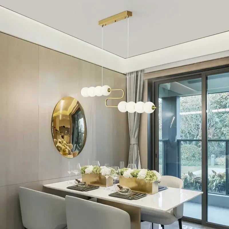 Modern gold led chandelier necklace lighting for dining room