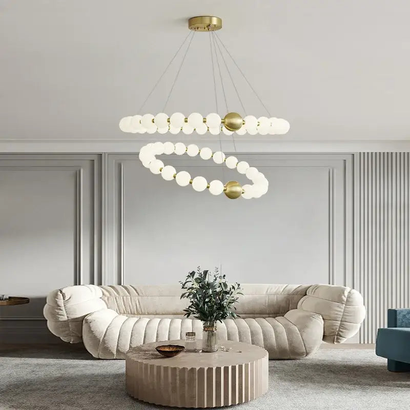 Modern gold led chandelier necklace lighting for dining room