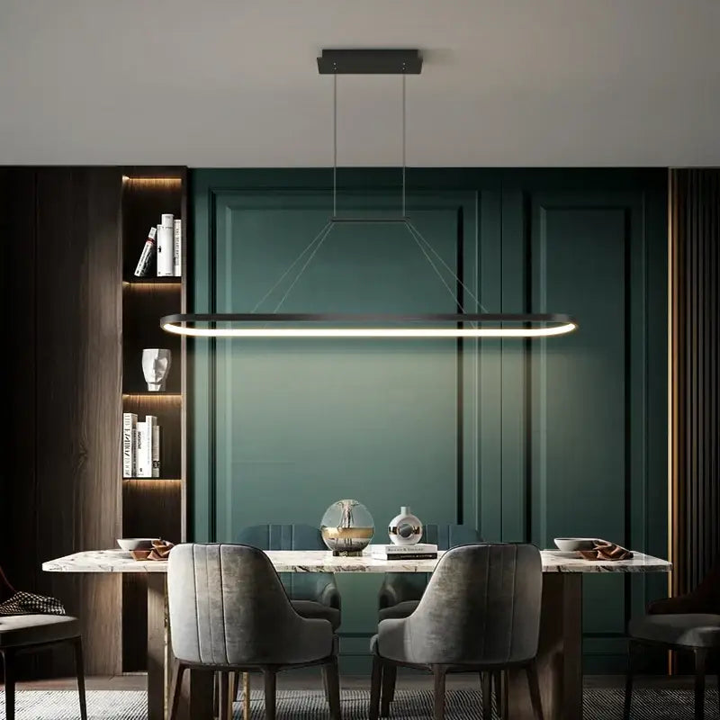 Modern gold rectangular led chandelier pendant light for dining room
