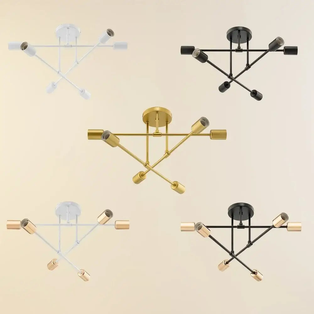 Modern gold 6-arm led chandelier dining room pendant light