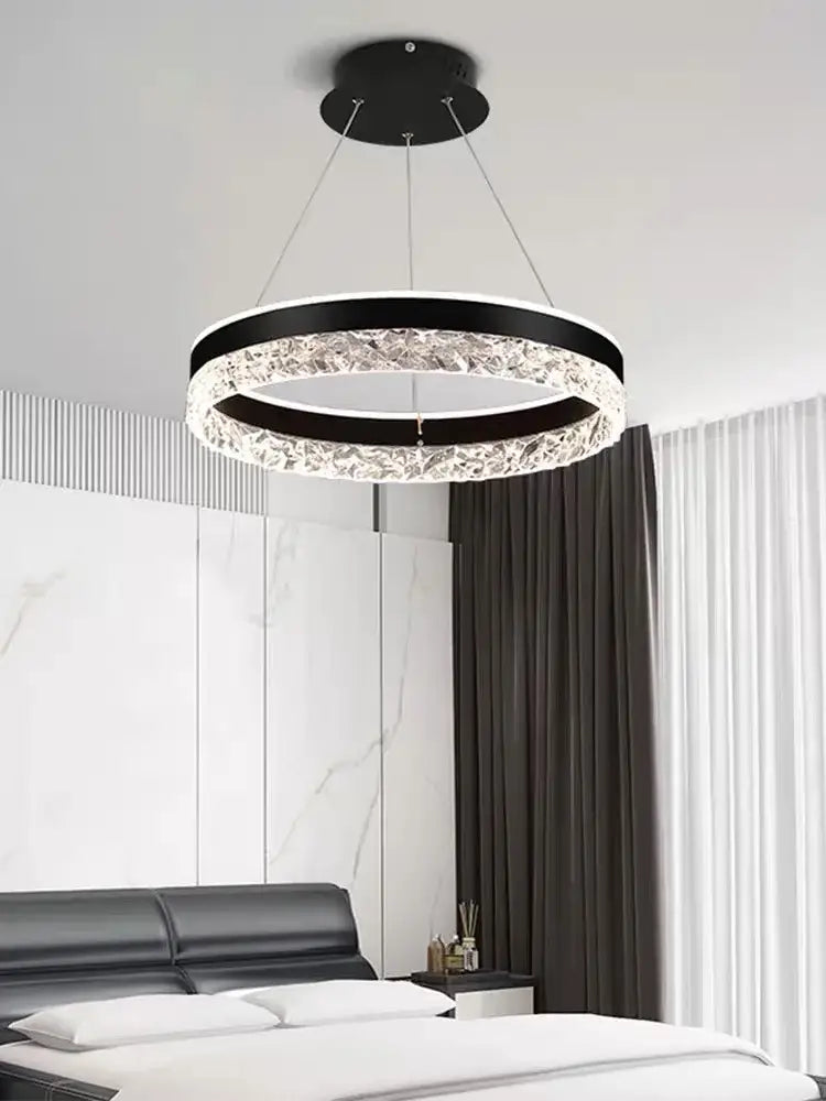 Modern gold textured crystal led chandelier pendant light dining room