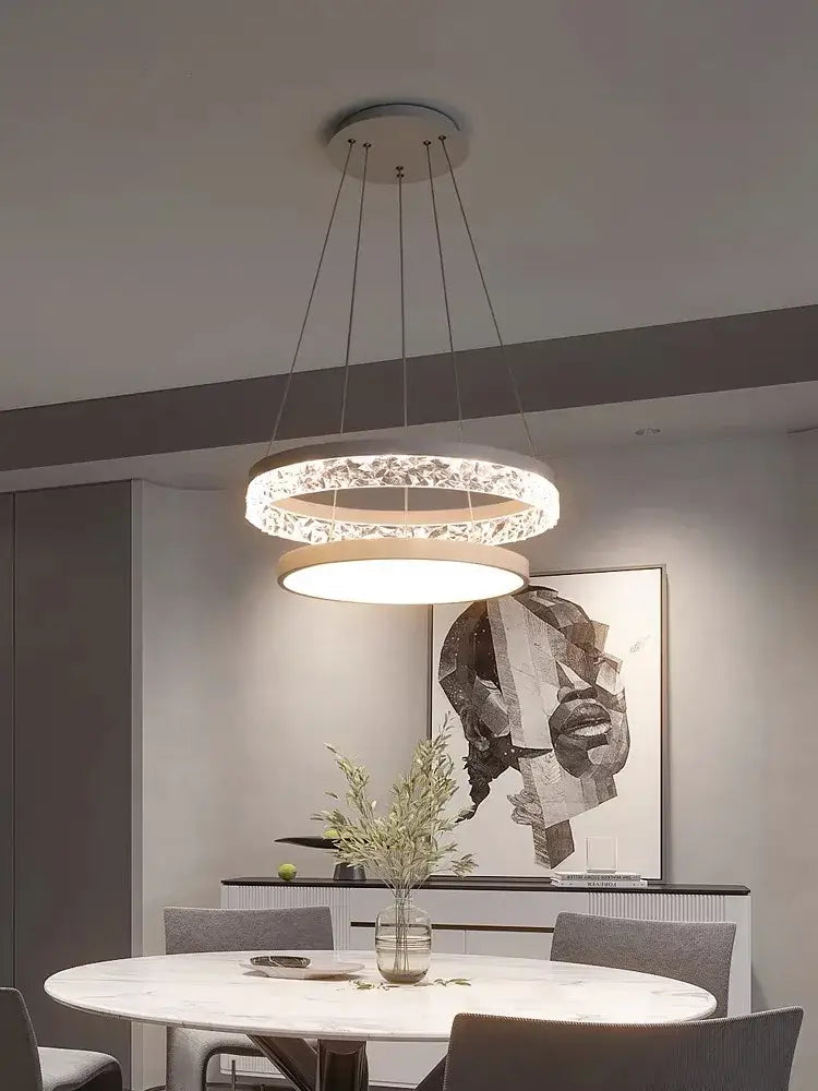 Modern gold textured crystal led chandelier pendant light dining room