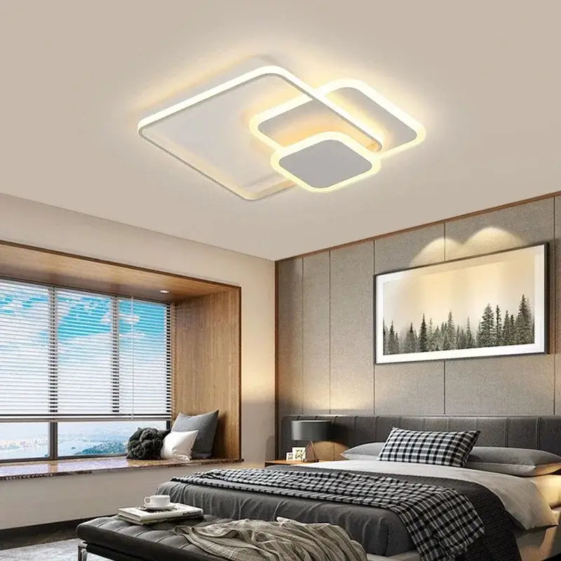 Modern geometric white led chandelier living room ceiling light