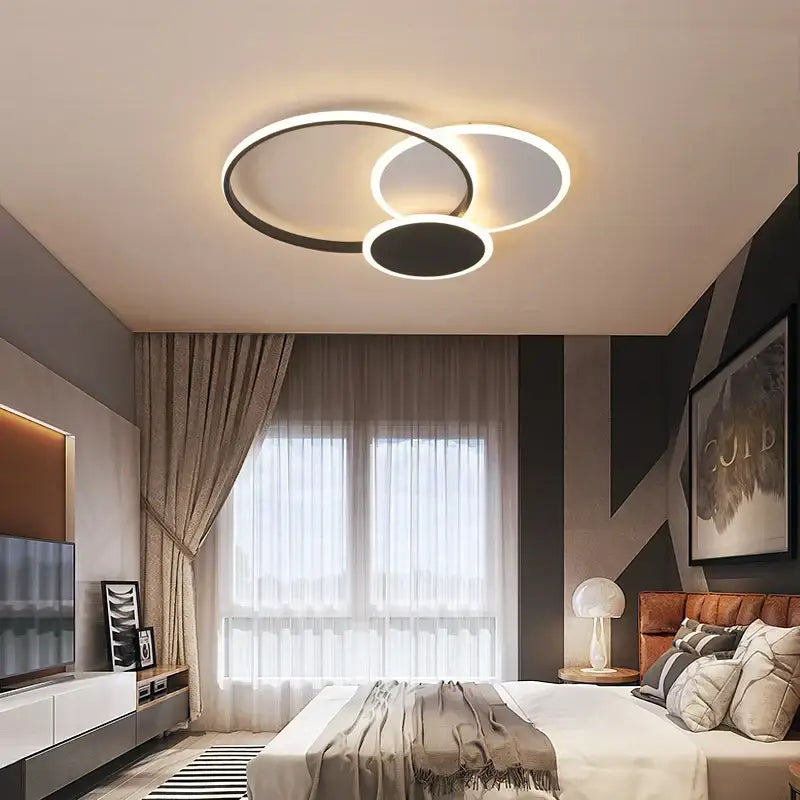 Modern geometric white led chandelier living room ceiling light