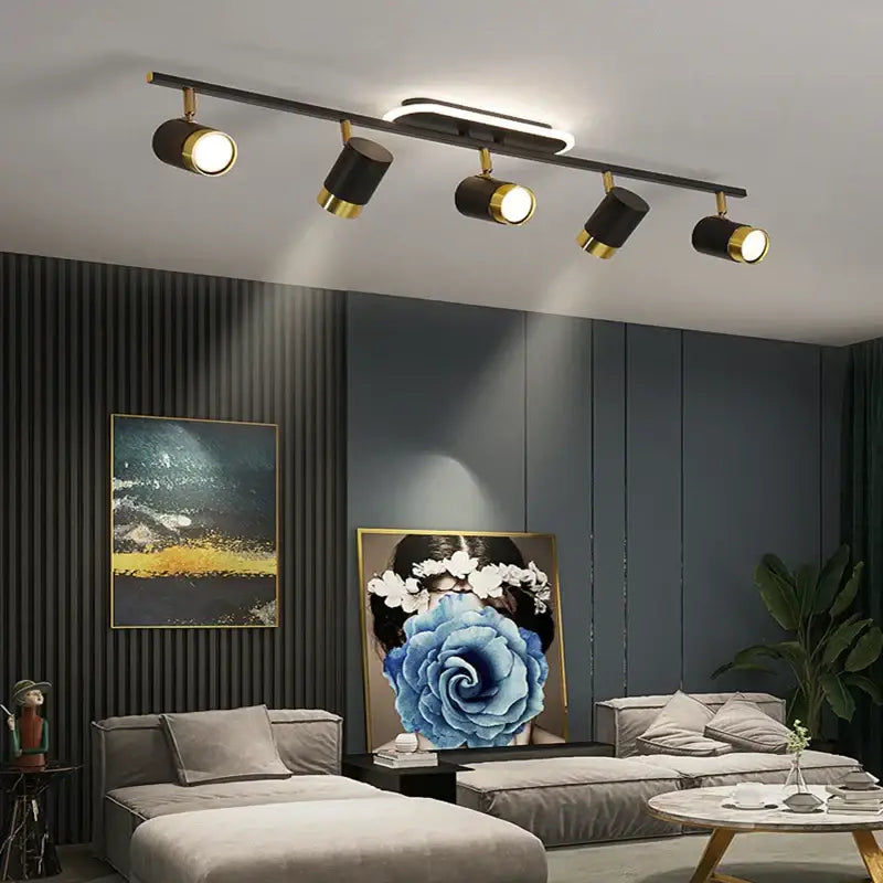 Decorbites led chandelier black & gold spotlight for living room