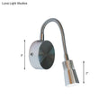 Chrome flexible gooseneck reading light with mini metal shade bedroom