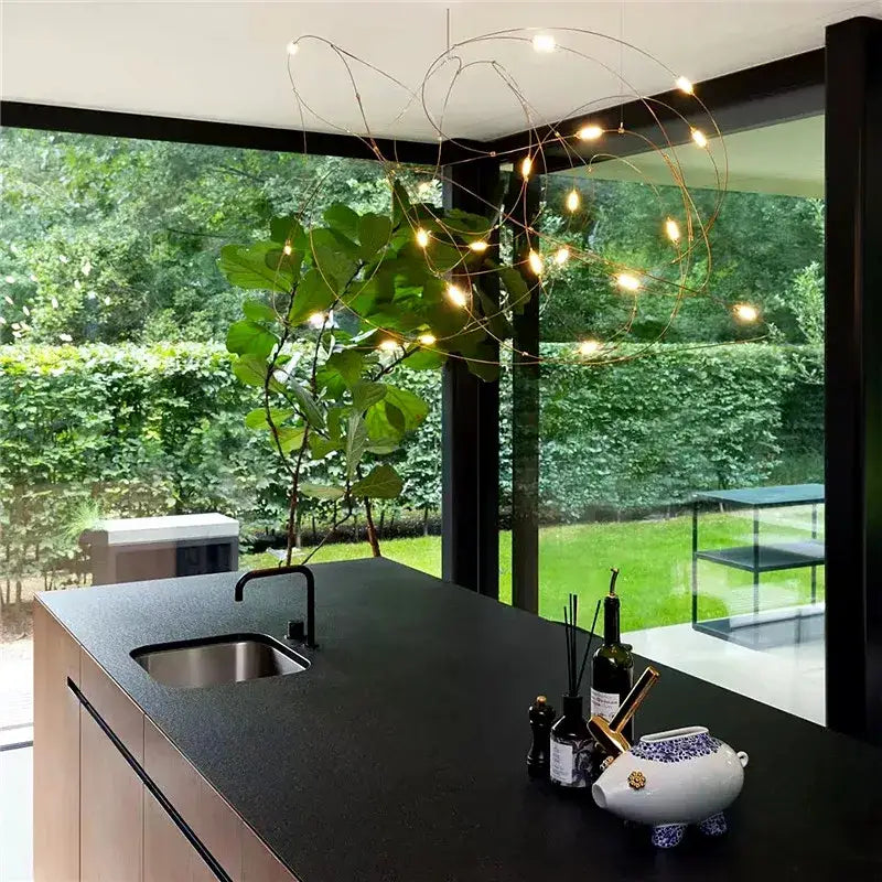 Modern minimal design led firefly chandelier kitchen pendant light