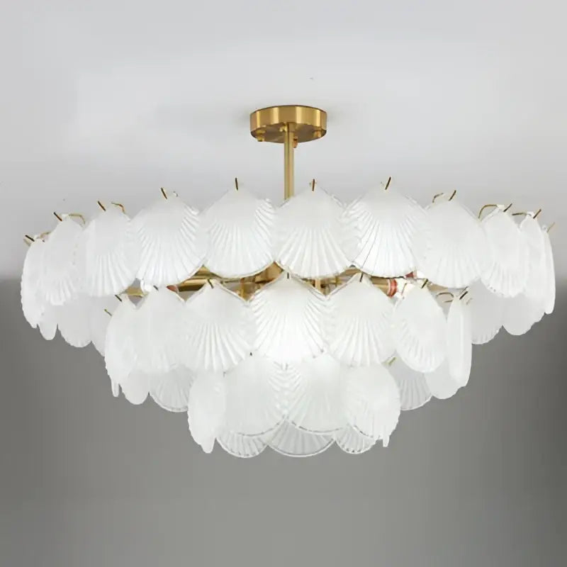 Modern gold frost glass shell chandelier dining room led light
