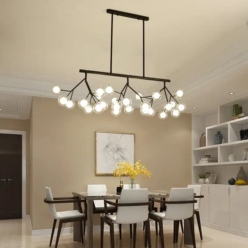 Modern black glass ball branch chandelier living room light