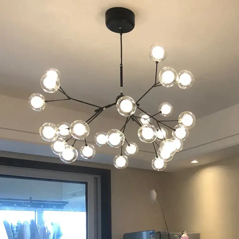 Modern black glass ball branch chandelier living room light