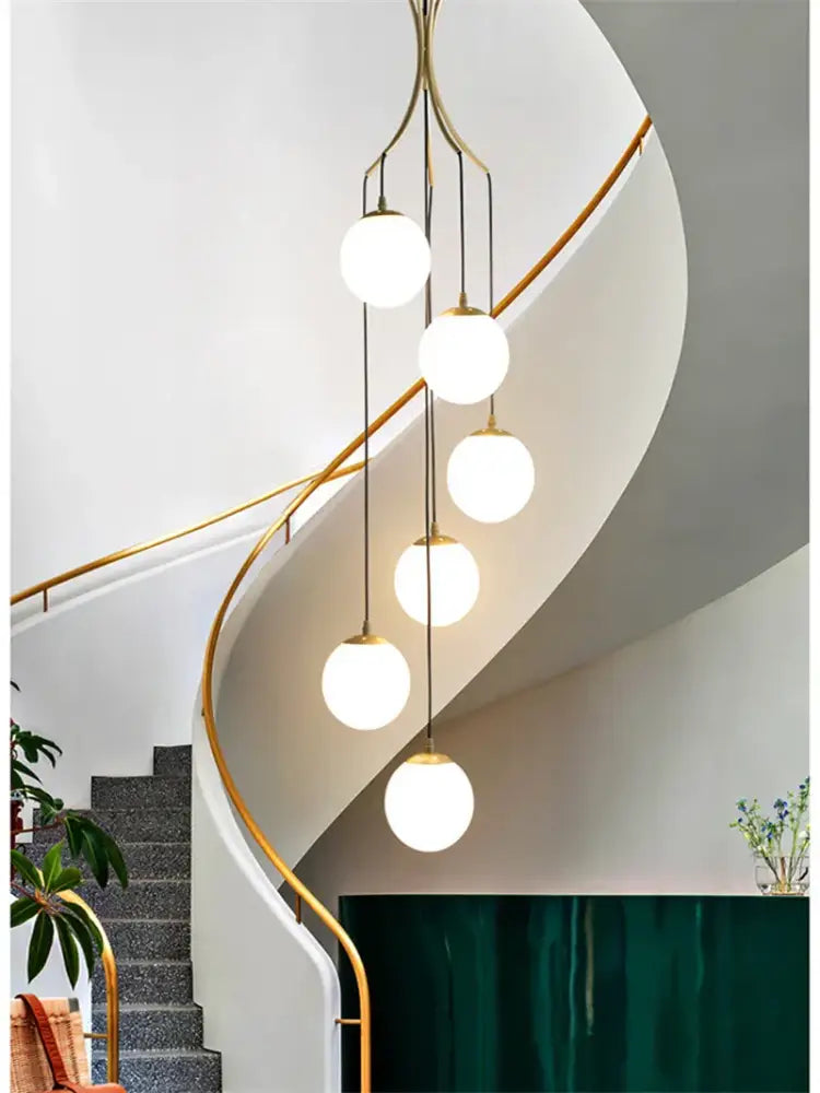 Modern brass led glass ball chandelier dining room pendant light