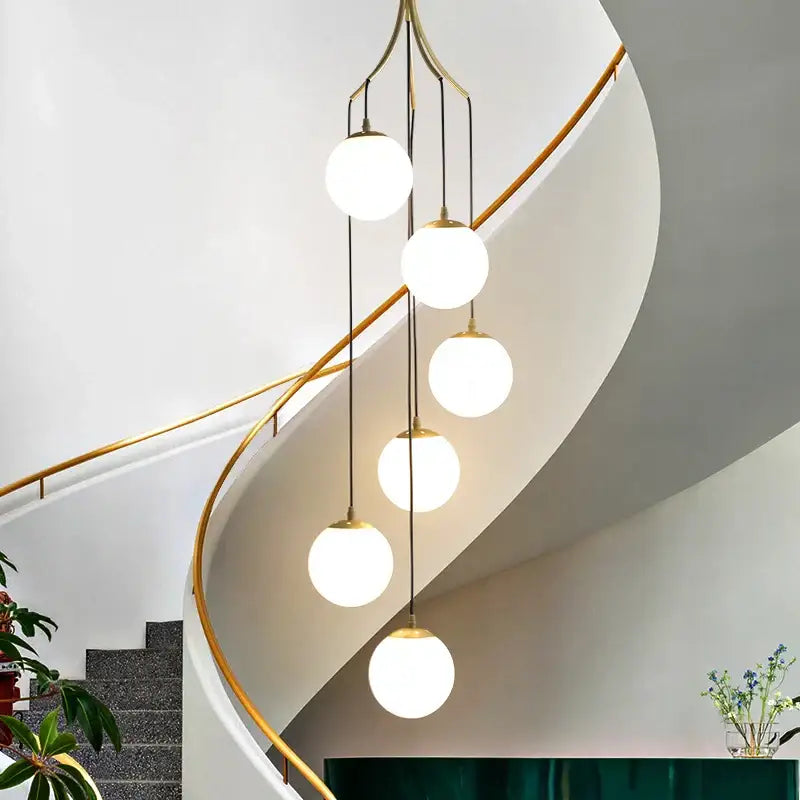 Modern brass led glass ball chandelier dining room pendant light
