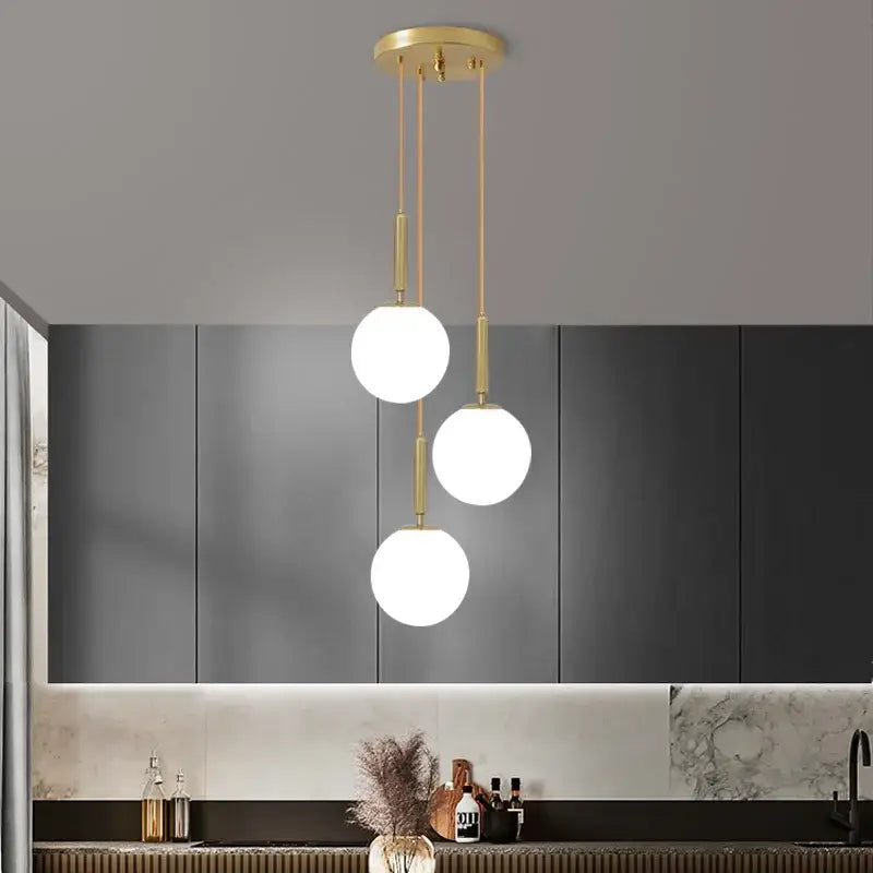 Modern gold glass ball chandelier dining room pendant light