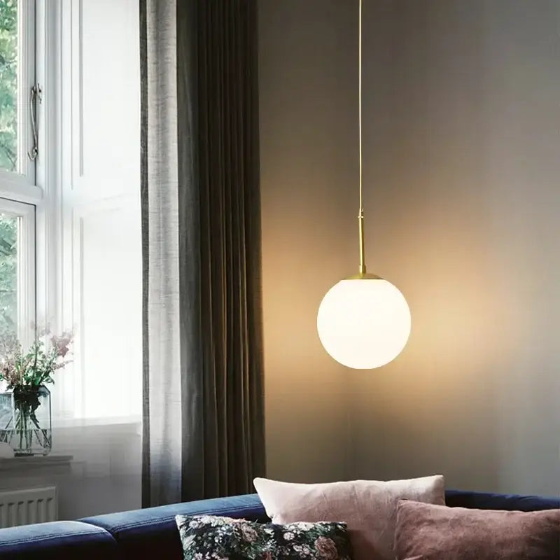 Modern gold led glass ball chandelier dining room pendant light