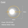 Modern gold & matte black led glass ball wall sconce bedroom light