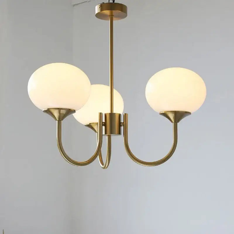 Modern brass and pink led glass balls chandelier bedroom light