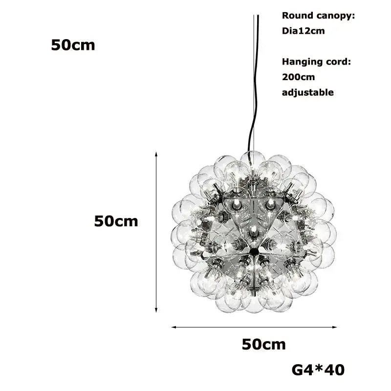 Modern led glass bubble chandelier dining room gold & chrome light