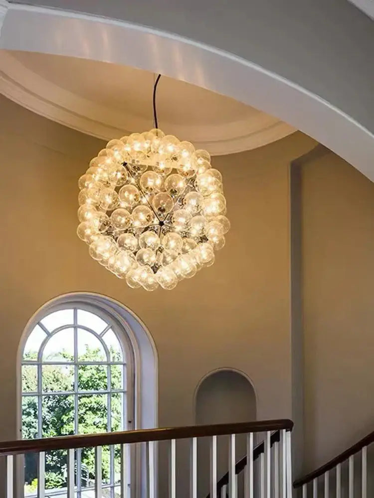 Modern led glass bubble chandelier dining room gold & chrome light