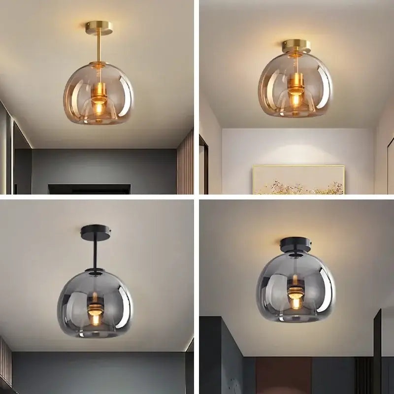 Modern brass & black led glass ceiling chandeliers – dining room