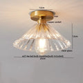 Modern gold ribbed glass ceiling lamp living room fixture