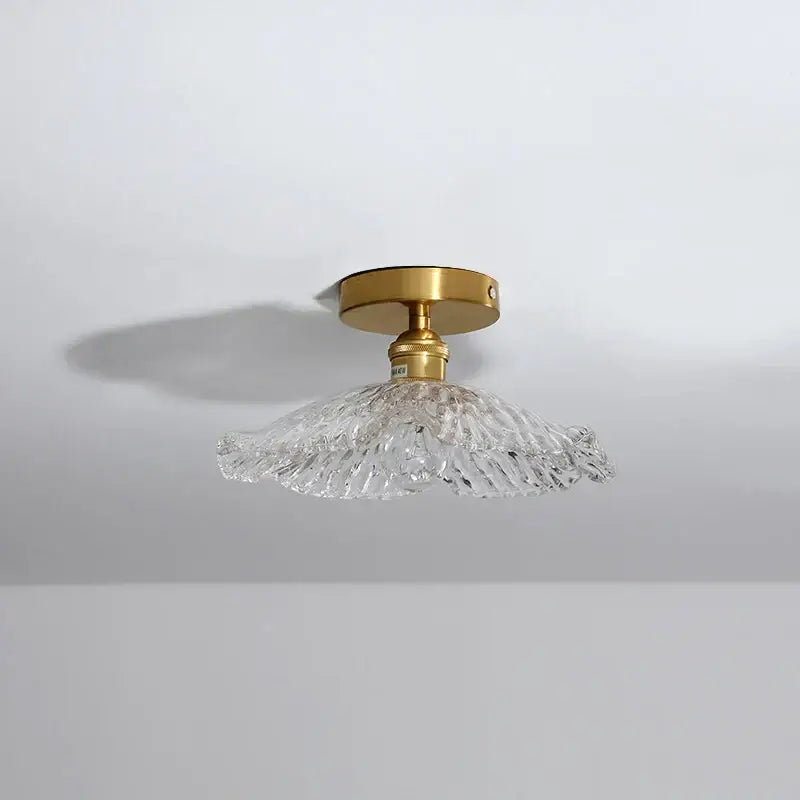 Vintage brass and textured glass ceiling lamp bedroom light