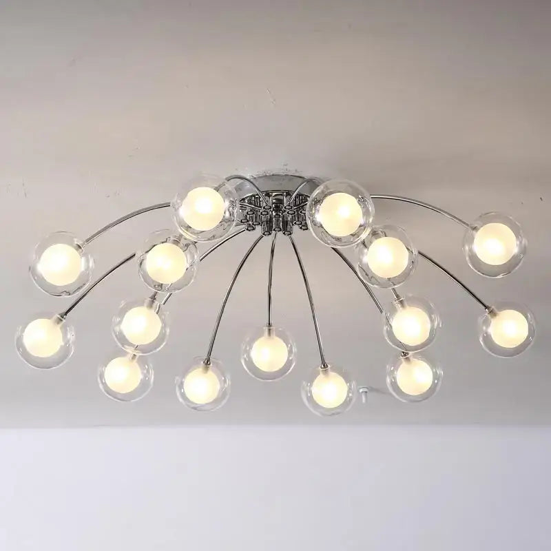 Modern chrome led glass chandelier living room starburst light