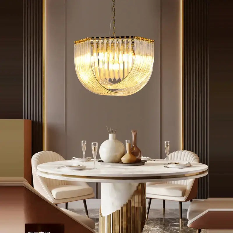 Modern gold led glass chandelier hanging lamps – dining room