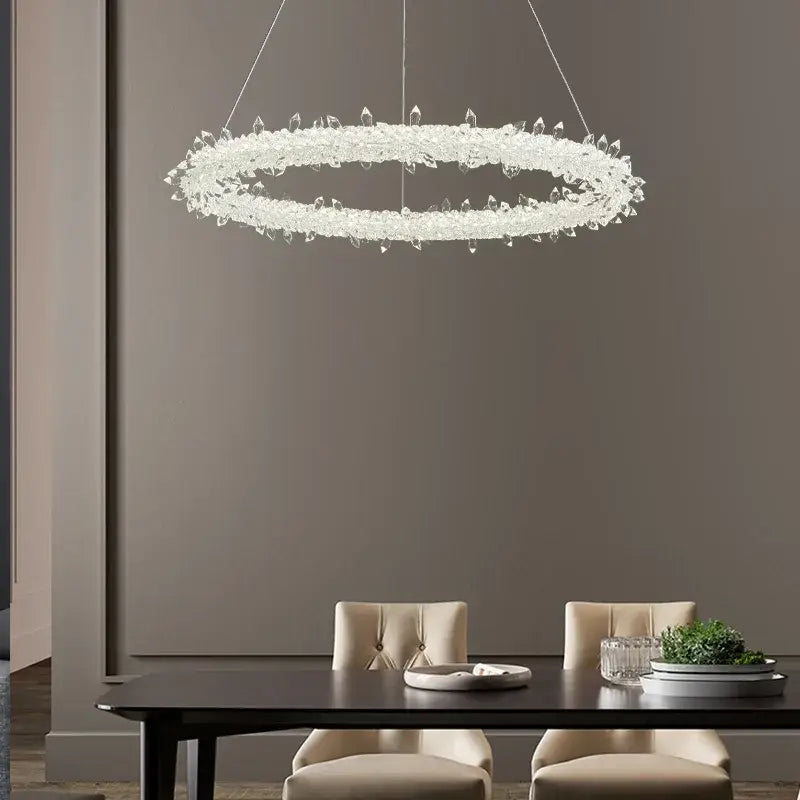 Modern white led glass crystal chandelier living room pendant light