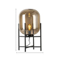 Retro amber glass floor lamp living room black metal light