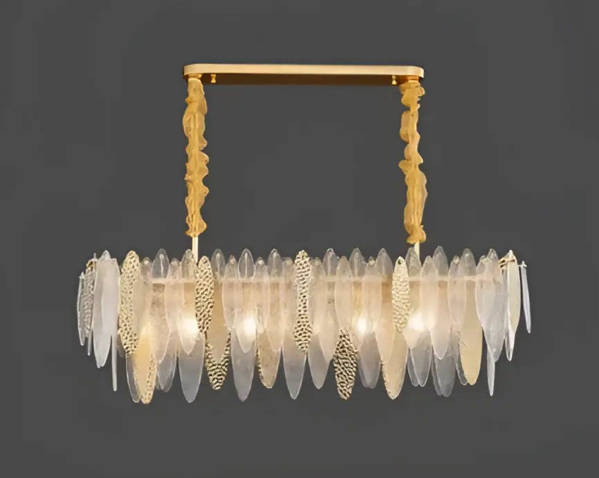 Postmodern blue & white led glass metal leaf chandelier living room