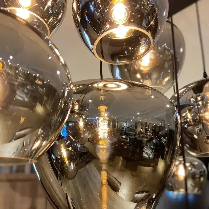 Modern black led glass pendant chandelier for kitchen dining room