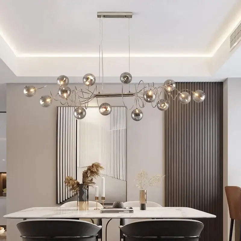 Modern chrome led glass pendant chandelier for living room