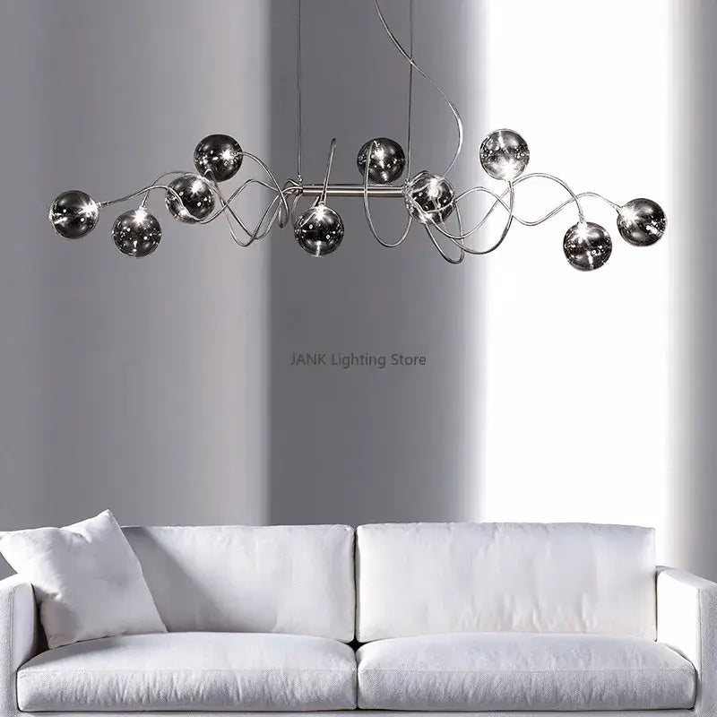 Modern chrome led glass pendant chandelier for living room