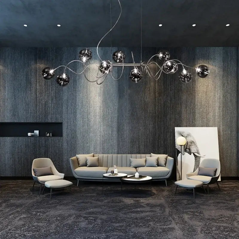 Modern chrome led glass pendant chandelier for living room